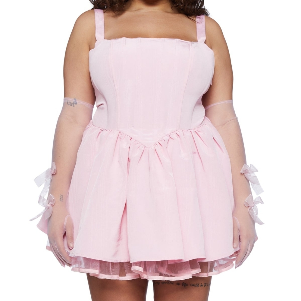 Sugar Thrillz/Dolls Kill Pink Magic Moves Corset Sleeveless Dress Plus Size